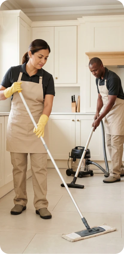 Professional performing detailed residential cleaning
